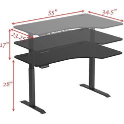 Barely Used - SHW 55-Inch Adjustable L-Shaped Standing Desk