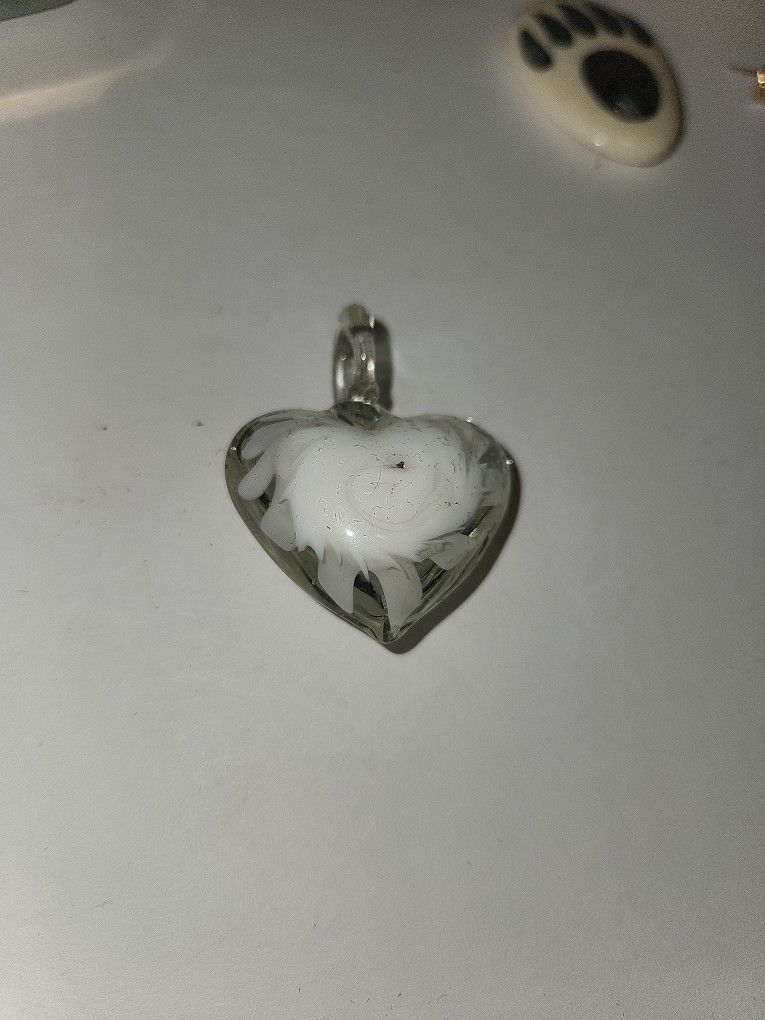 Glass Heart / Rose Pendant
