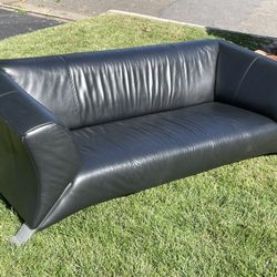 Rolf Benz Black Leather Couch (Vintage)