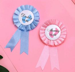 Boy and Girl baby shower party badges pin
