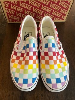 Vans Classic Slip-On Rainbow Checkerboard Sneakers