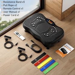 Vibration Plate Exercise Machine, 130 Levels Full Body Workout Vibrating Plate for Lymphatic Drainage Weight Loss, 450 Lbs Capacity Shake Platform wit