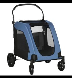 Dog Stroller ~NEW~ for Medium and Large Dogs, 4 Wheels Folding Pet Cat Stroller w Storage Basket~Blue