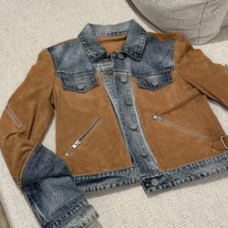 All Saints Suede And Denim Jacket