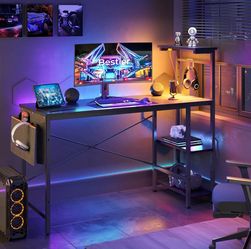 Gaming Desk with LED Lights, 48 Inch Computer Desk