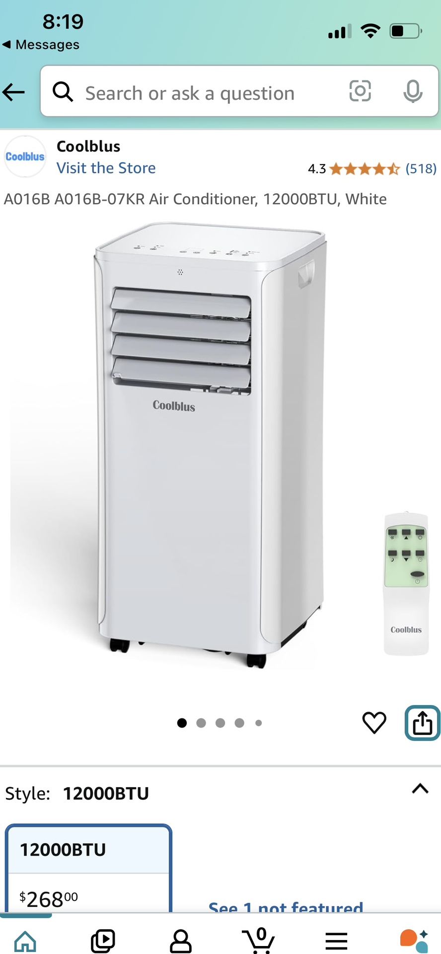 Coolbus 1200BTU 3 In 1 Air Conditioner