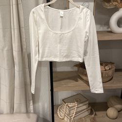Women’s White Cropped Long Sleeve