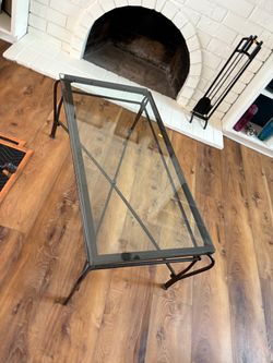 Modern Glass-Top Coffee Table with Metal Frame