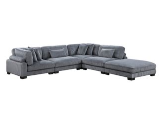 Traverse Gray 5-Piece Modular Sectional with Ottoman