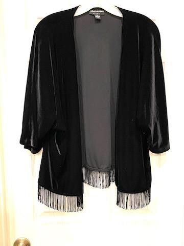 Connected Apparel Silky Tasseled Black Jacket Sz XL
