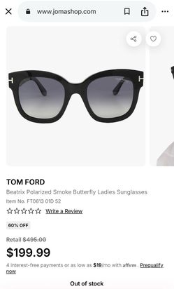Tom Ford Beatrix Women’s Butterfly Sunglasses Polarized Gradient FT0613 01D 52