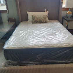 Beautiful Gray Queen Velvet Bed Mattress not included(