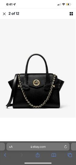 MICHAEL KORS CARMEN SMALL SAFFIANO LEATHER FLAP SATCHEL BAG