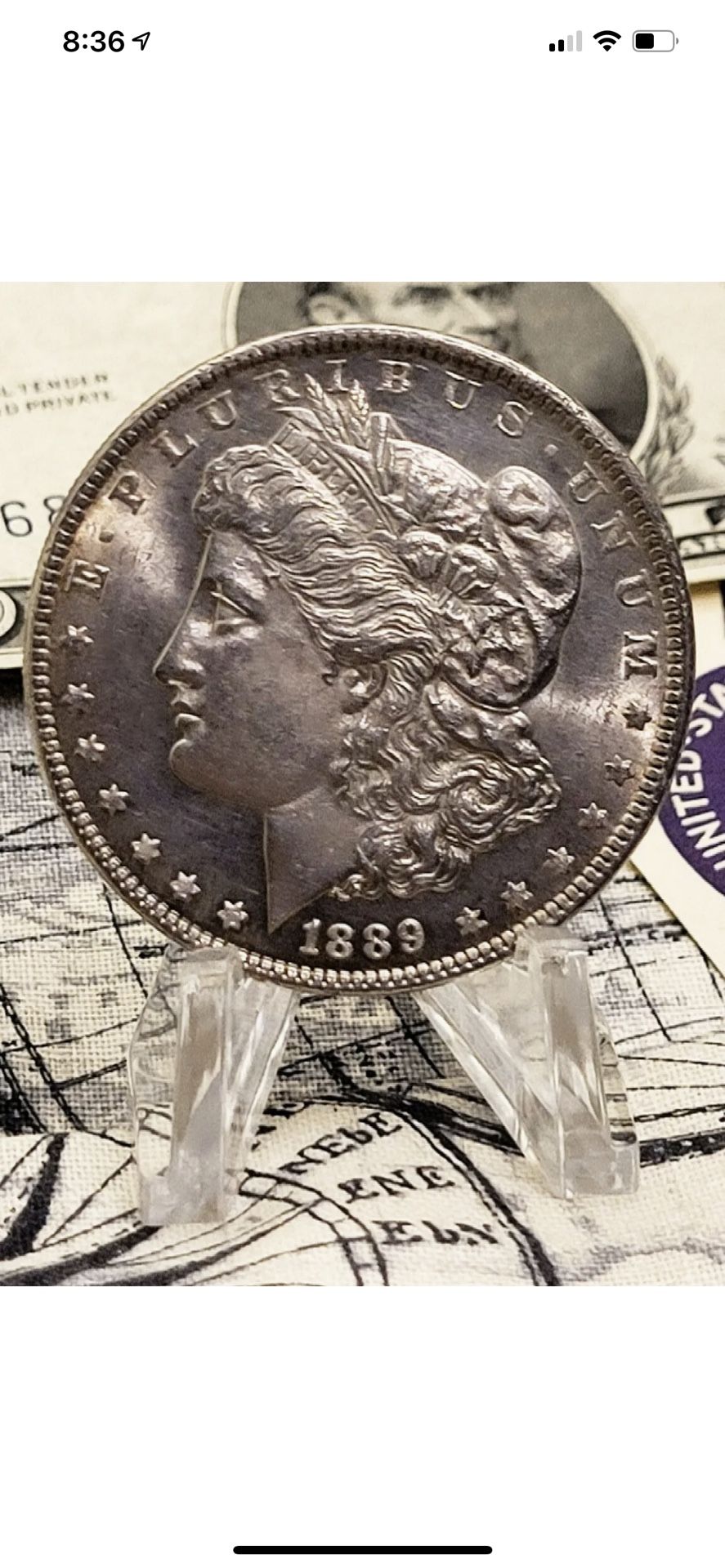 Uncirculated 1889 Philadelphia Mint Struck Morgan Silver Dollar Obv. PL