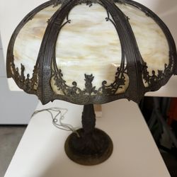 Antique Slag Glass Lamp 