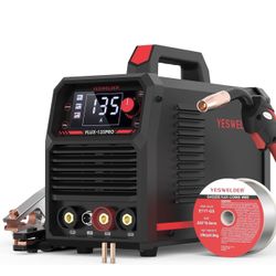 YESWELDER Soldador MIG de 135 amperios, soldador de núcleo de flujo de 110 V, núcleo de flujo MIG/elevación TIG/Stick 3 en 1 con pantalla digital LED 