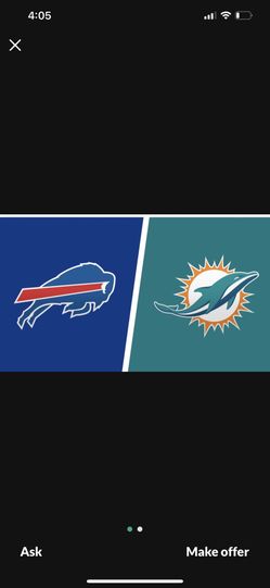 Dolphins Vs Bills $175 Per Seat 2 Available