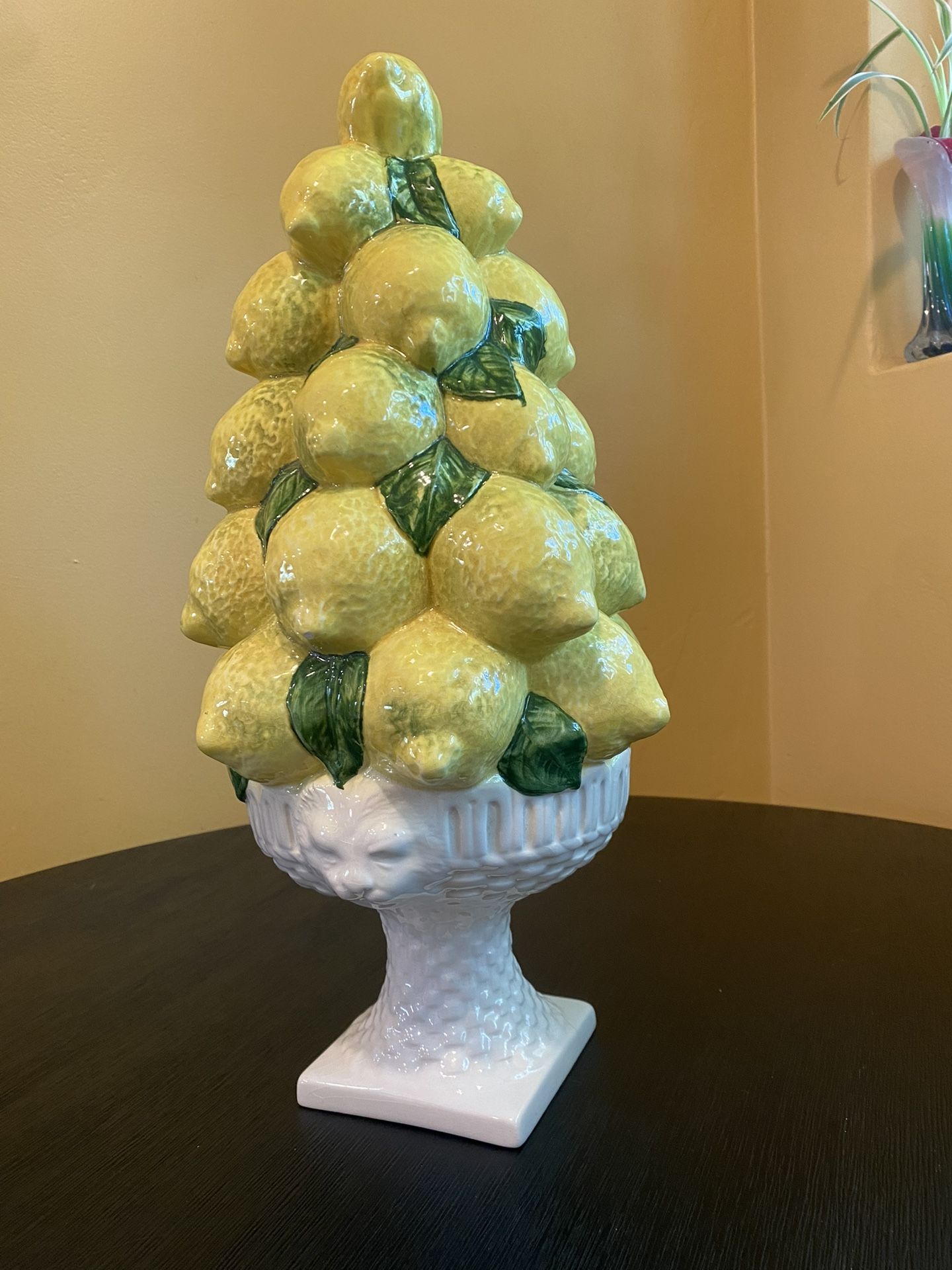 Mid-Century Italian Majolica Lemon Topiary Table Centerpiece