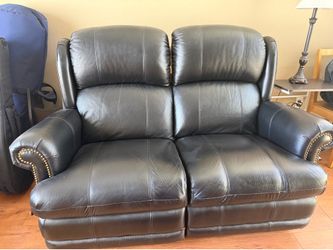 Lazy boy black leather reclining love seat