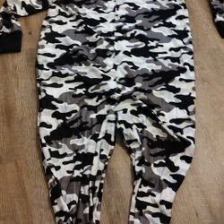 Adult size XL PJs + Pancakes Camo Onesie