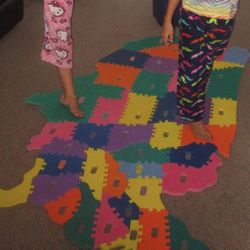 Huge Floor United States Of America Puzzle Foam State And Capitals Classroom Living Room Floor Excellent Complete Rare