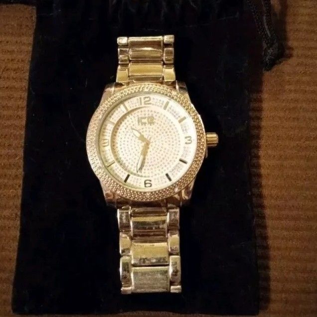 The Master of Bling ICE MASTER Stainless Steel Diamond Dust Watch with GITD Hands