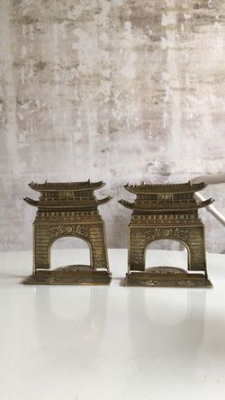 Vintage Brass Pagoda Bookends