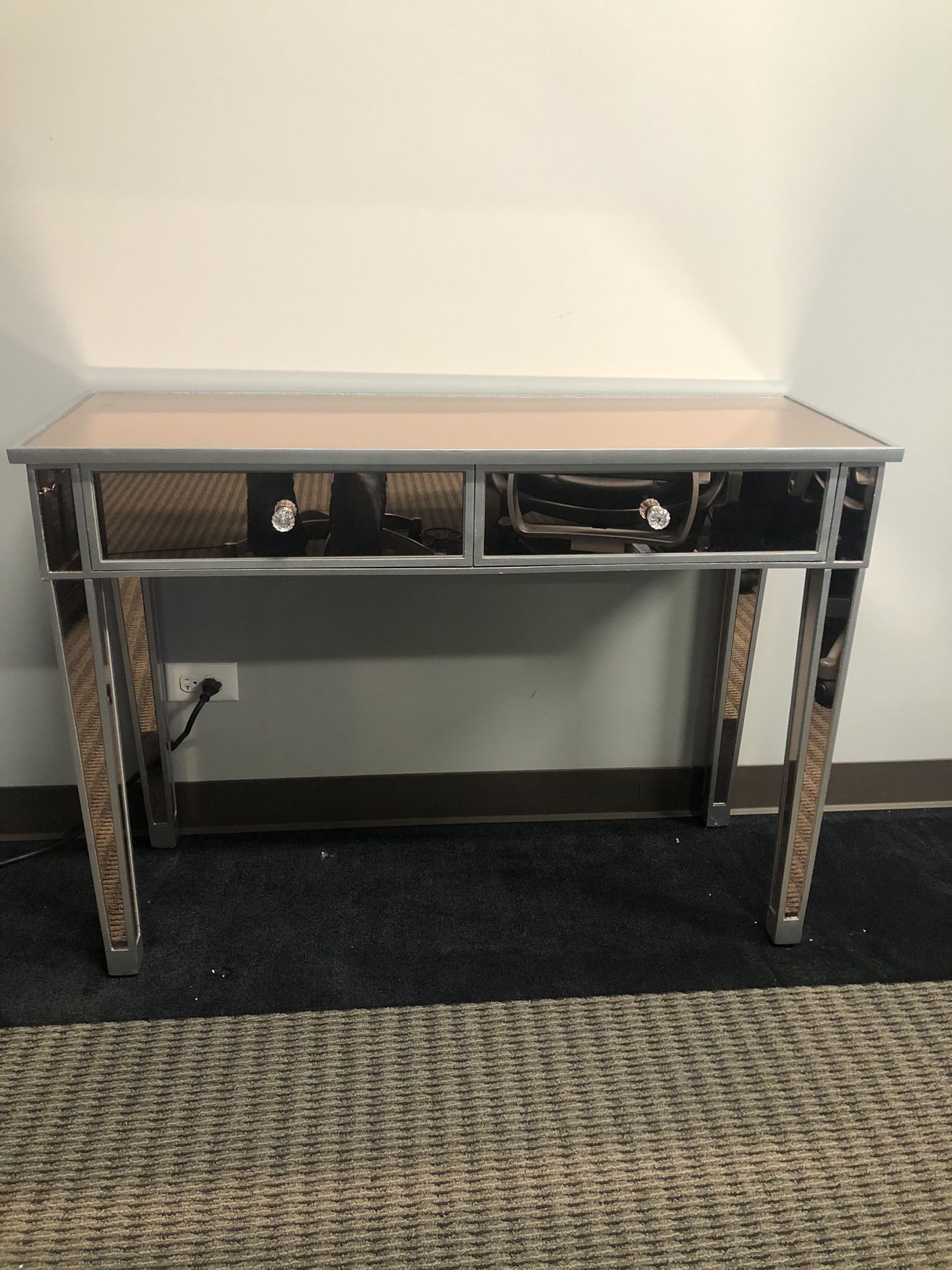Mirrored Desk Or Vanity - BRAND NEW- Still In The Box With Silver Paint And Rise Color Mirrors