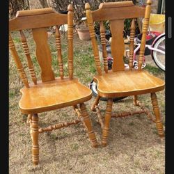Two Wood Solid Wood Chairs