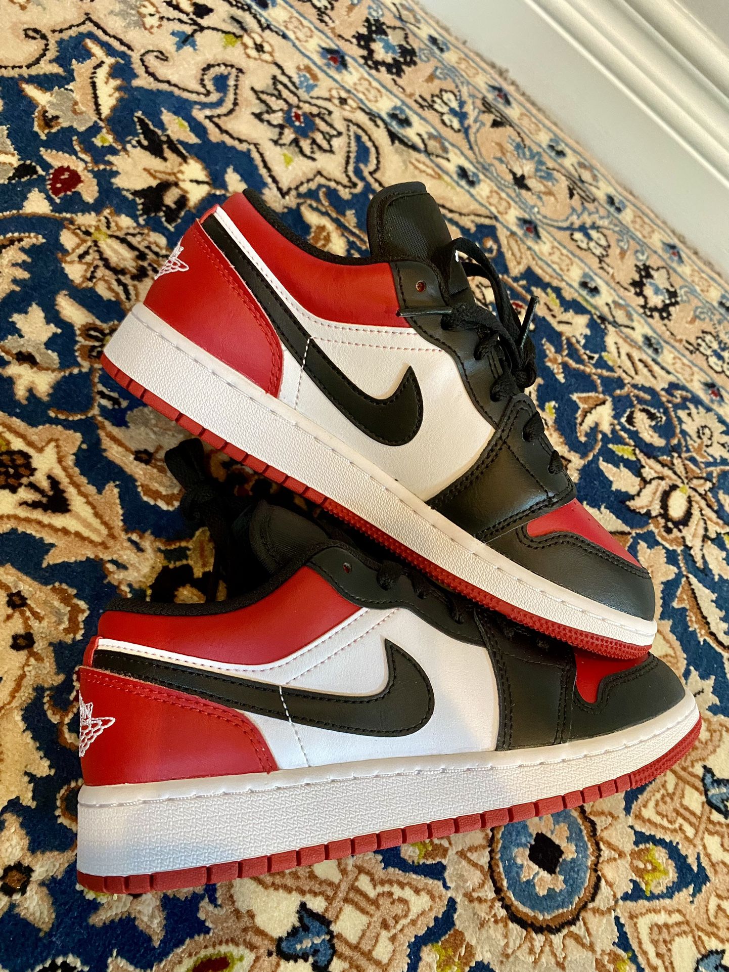 Authentic Jordan 1 low- Bred toe, 4,4.5, and 5.5Y (GS)Grade School, $90