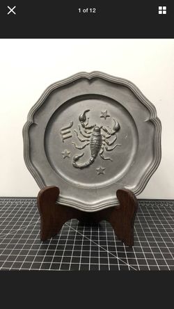 Vintage pewter plate Scorpio astrology sign