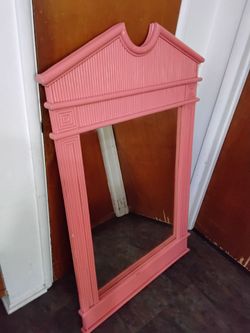 Pink Decorative Wall Mirror with Ornate Frame. 30x50 "