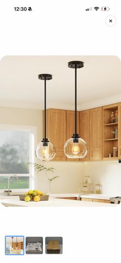 Black Glass Pendant Lights Set of 2