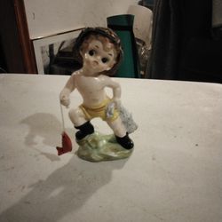 Vintage Figurine Boy With Fish United China And Glass Company