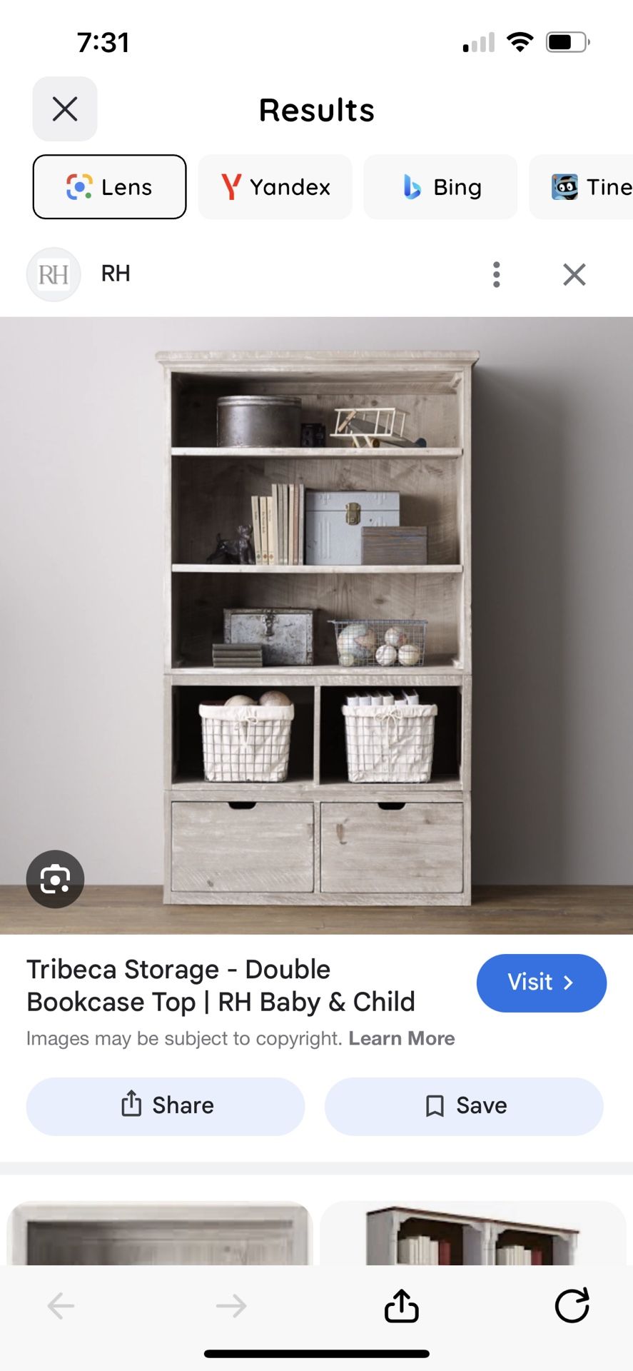 Restoration Hardware Tribeca Storage Double Bookcase