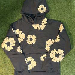 Navy blue denim tear hoodie