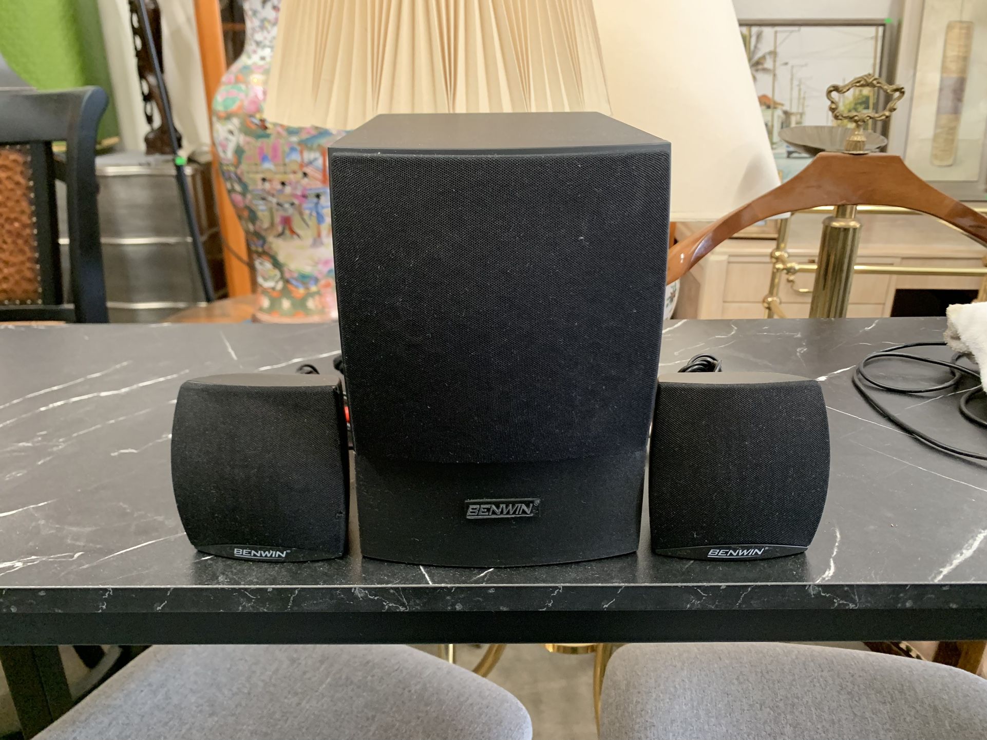 Benwin Audio Sound Speakers System with Subwoofer Model S-50 Black Good Condition