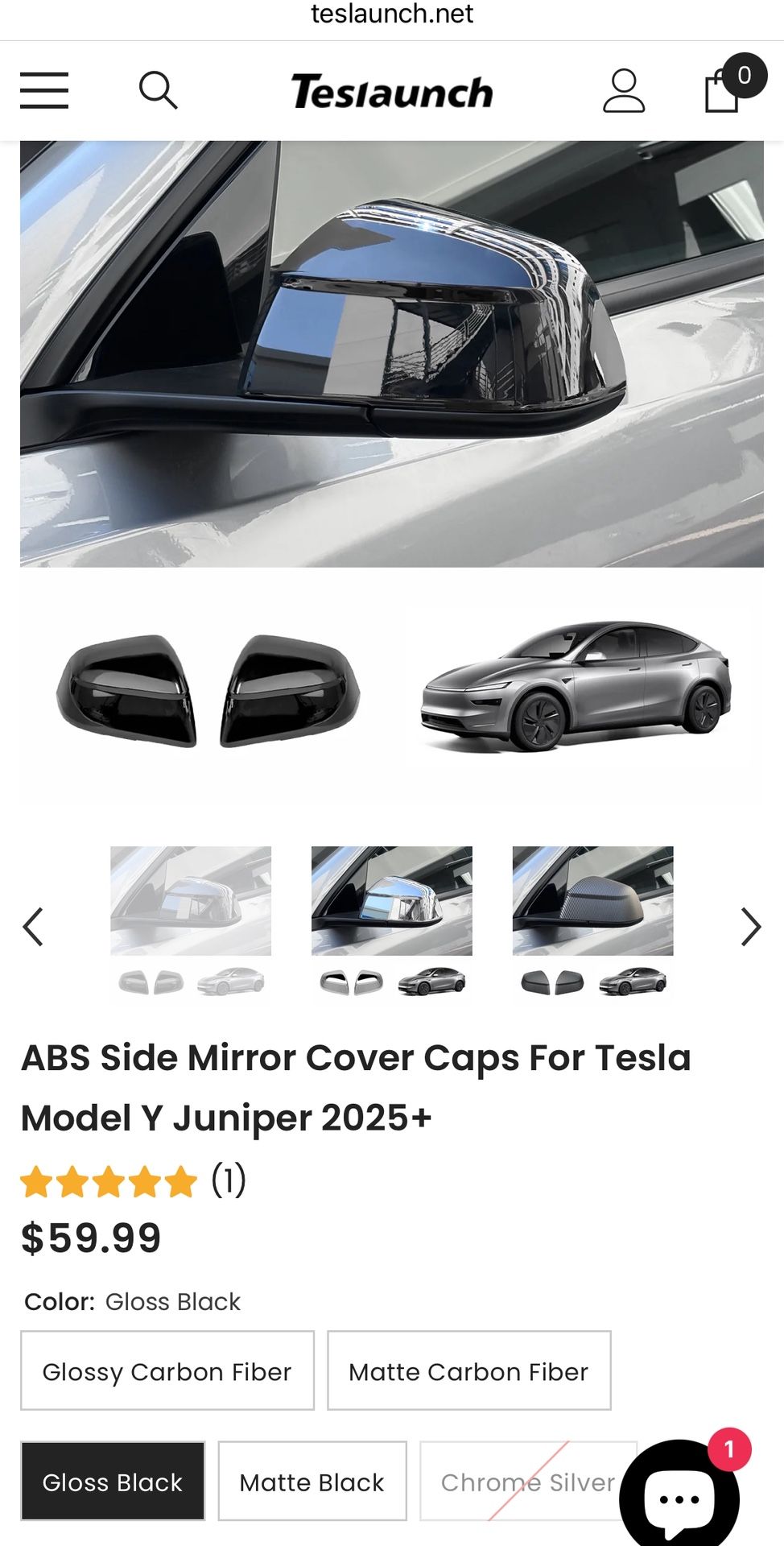 Tesla Model Y Juniper 2025+ Side Mirror Cover Caps – Gloss Black (Brand New)