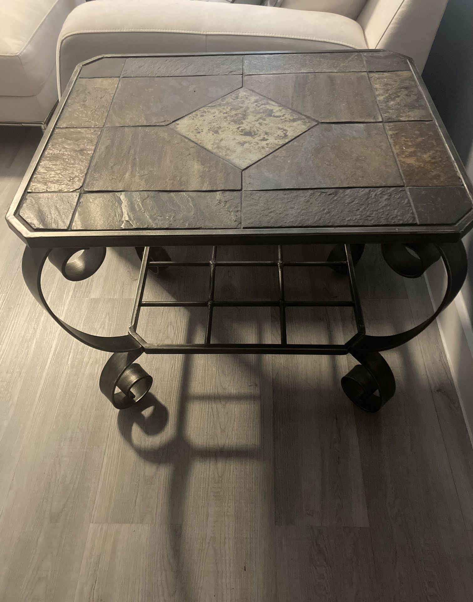 Espresso Colored Rustic Slate End Table- Excellent Condition! 
