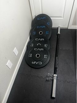 Olympic Bumper plates and barbell
