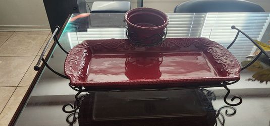 Celebrate Home berryCeramic Serving Tray with Dip Bowl