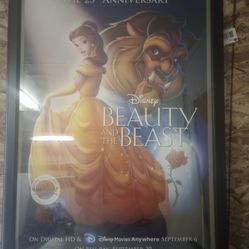 Beauty and the beast's 25th anniversary framed poster. Disney signature collection.