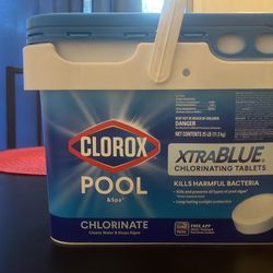 Clorox Xtra Blue chlorine tablets. 25lb bucket