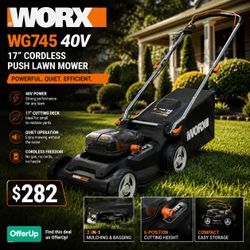 WORX - WG745 40V 17'' Cordless Push Lawn Mower