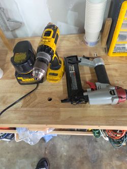 Dewalt 18v cordless drill and central pneumatic 18 guage air nailer