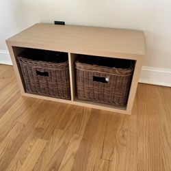 Storage Cubbies With 2 Wicker Drawers 