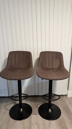 Set of 2 Brown Adjustable Bar Stools
