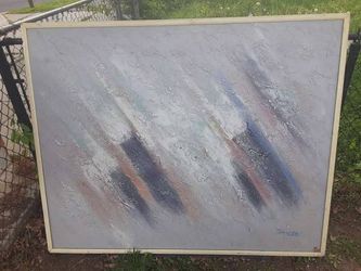 4ft by 5ft FRAMED WALL ART ON CANVAS WITH WOOD INNER FRAME $60 FINAL PRICE READ DESCRIPTION