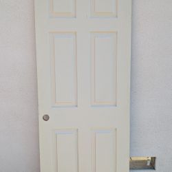 30" Interior Door Hollow core White 6 Panel 80" Good Condition No Damage 