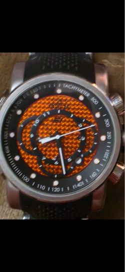 Chronograph Tachymeter Watch Orange Dial